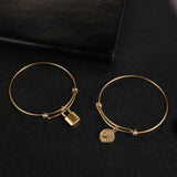 Golden Stainless Steel Bangle with Charms Bracelet