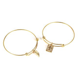 Golden Stainless Steel Bangle with Charms Bracelet