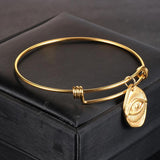 Golden Stainless Steel Bangle with Charms Bracelet