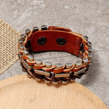 Retro Cowhide Motorcycle Gear Bracelet Men's Cycling Jewelry