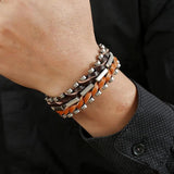 Retro Cowhide Motorcycle Gear Bracelet Men's Cycling Jewelry