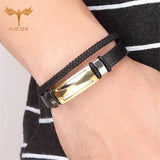 Men's Leather Charm Bangle Bracelet for Business Look