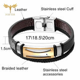 Men's Leather Charm Bangle Bracelet for Business Look