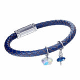 Crystal Magnetic Clasp Leather Rope Bracelet