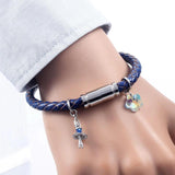 Crystal Magnetic Clasp Leather Rope Bracelet