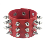 Cuspidal Spikes Rivet Stud Wide Cuff Leather Bracelet