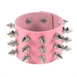 Cuspidal Spikes Rivet Stud Wide Cuff Leather Bracelet