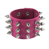 Cuspidal Spikes Rivet Stud Wide Cuff Leather Bracelet