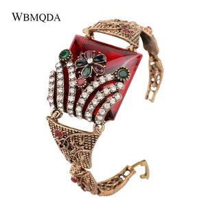 Boho Vintage Colorful Flower Statement Bracelet