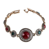 Vintage Jewelry Rhinestone Mens Bracelets Round Tibet Silver Resin Bracelet