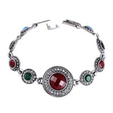 Vintage Jewelry Rhinestone Mens Bracelets Round Tibet Silver Resin Bracelet