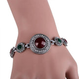 Vintage Jewelry Rhinestone Mens Bracelets Round Tibet Silver Resin Bracelet