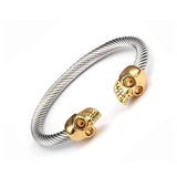 Vintage Skeleton Bangles Skull Stainless Steel Men Male Cuff Bracelets