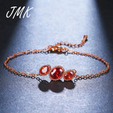 JMK Oval Crystal Bracelet Ruby Zircon Rose Chain Bangle