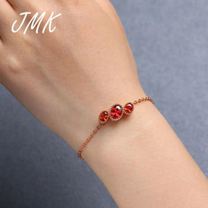 JMK Oval Crystal Bracelet Ruby Zircon Rose Chain Bangle