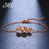 JMK Oval Crystal Bracelet Ruby Zircon Rose Chain Bangle