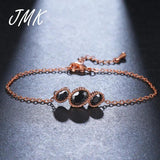 JMK Oval Crystal Bracelet Ruby Zircon Rose Chain Bangle