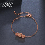 JMK Oval Crystal Bracelet Ruby Zircon Rose Chain Bangle