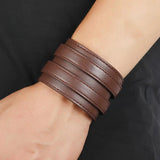 Wide Leather Cuff Bracelet Brown Charm Bangle Wrap Wristbands