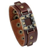 Punk Alloy Rivets Men Bracelet Cuff Vintage Leather Charms Wrap Bangle