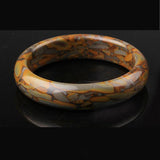 Hand-carved Wide Bar Jade Bracelet Bamboo Leaf Green Bracelet