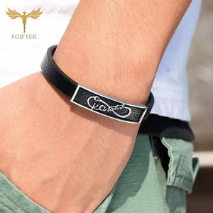 Infinite Leather Bracelet Charm Couple Bangles Stainless Steel