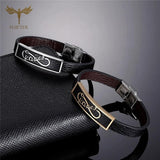 Infinite Leather Bracelet Charm Couple Bangles Stainless Steel