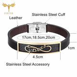 Infinite Leather Bracelet Charm Couple Bangles Stainless Steel