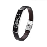 Infinite Leather Bracelet Charm Couple Bangles Stainless Steel