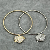 Girls Arrow Heart Bracelet Bangle Crystal Stone Charms Women Circle