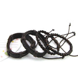Adjustable Leather Bracelets for Men Multilayer Braided Skull Bones Bangle
