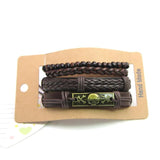 Adjustable Leather Bracelets for Men Multilayer Braided Skull Bones Bangle