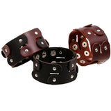 Wide Leather Bracelet Vintage Brown Charm Buckle Bangle