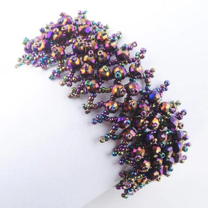 Faceted Purple Ray Blu Light Crystal Stretch Bracelet 4x6mm Beads