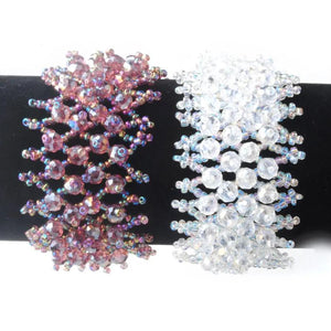 Faceted Purple Ray Blu Light Crystal Stretch Bracelet 4x6mm Beads