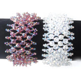 Faceted Purple Ray Blu Light Crystal Stretch Bracelet 4x6mm Beads