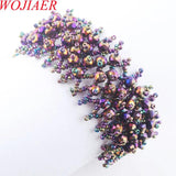 Faceted Purple Ray Blu Light Crystal Stretch Bracelet 4x6mm Beads