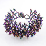 Faceted Purple Ray Blu Light Crystal Stretch Bracelet 4x6mm Beads
