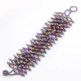 Faceted Purple Ray Blu Light Crystal Stretch Bracelet 4x6mm Beads