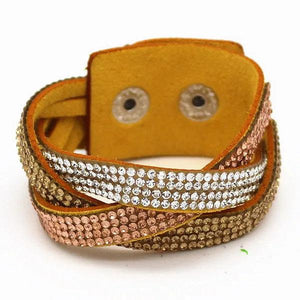 Multilayer Crystal Woven Leather Bracelet