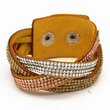 Multilayer Crystal Woven Leather Bracelet