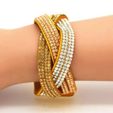 Multilayer Crystal Woven Leather Bracelet