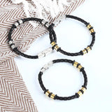 Stainless Steel Braided Leather Rope Bracelet
