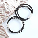 Stainless Steel Braided Leather Rope Bracelet