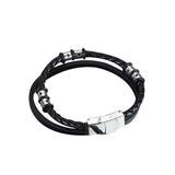 Stainless Steel Braided Leather Rope Bracelet