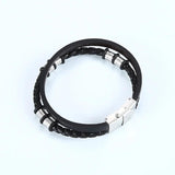 Stainless Steel Braided Leather Rope Bracelet