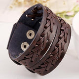 Vintage Braided Leather Charm Cuff Bracelet