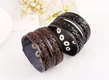 Vintage Braided Leather Charm Cuff Bracelet
