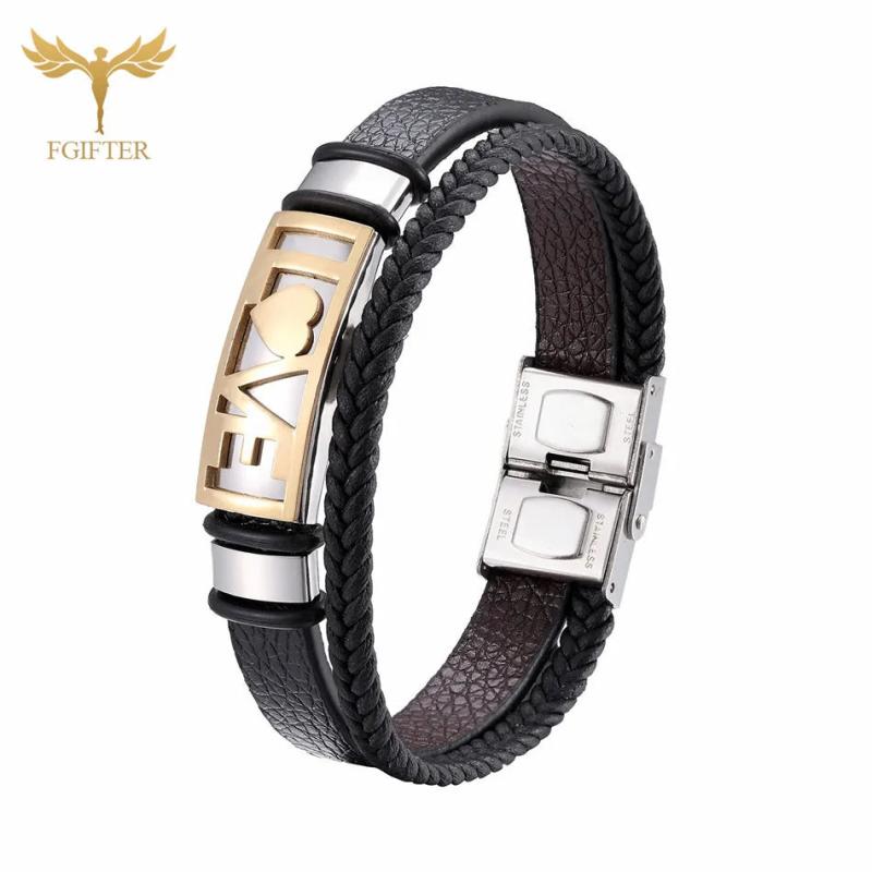 Romantic LOVE Bracelets for Couple Men Women Stainless Steel Cuff Bangle