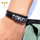 Romantic LOVE Bracelets for Couple Men Women Stainless Steel Cuff Bangle
